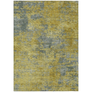 HomeRoots 5' Abstract Gold Green and Gray Washable Area Rug for Indoor Outdoor Use - Durable and Stylish Comfort 8' X 10' 603590