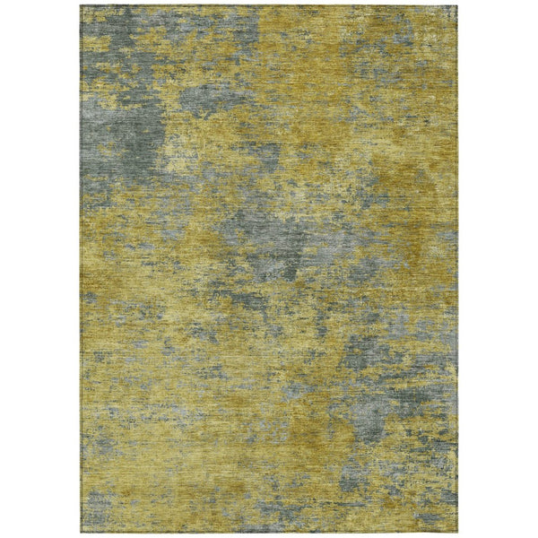 HomeRoots 5' Abstract Gold Green and Gray Washable Area Rug for Indoor Outdoor Use - Durable and Stylish Comfort 8' X 10' 603590