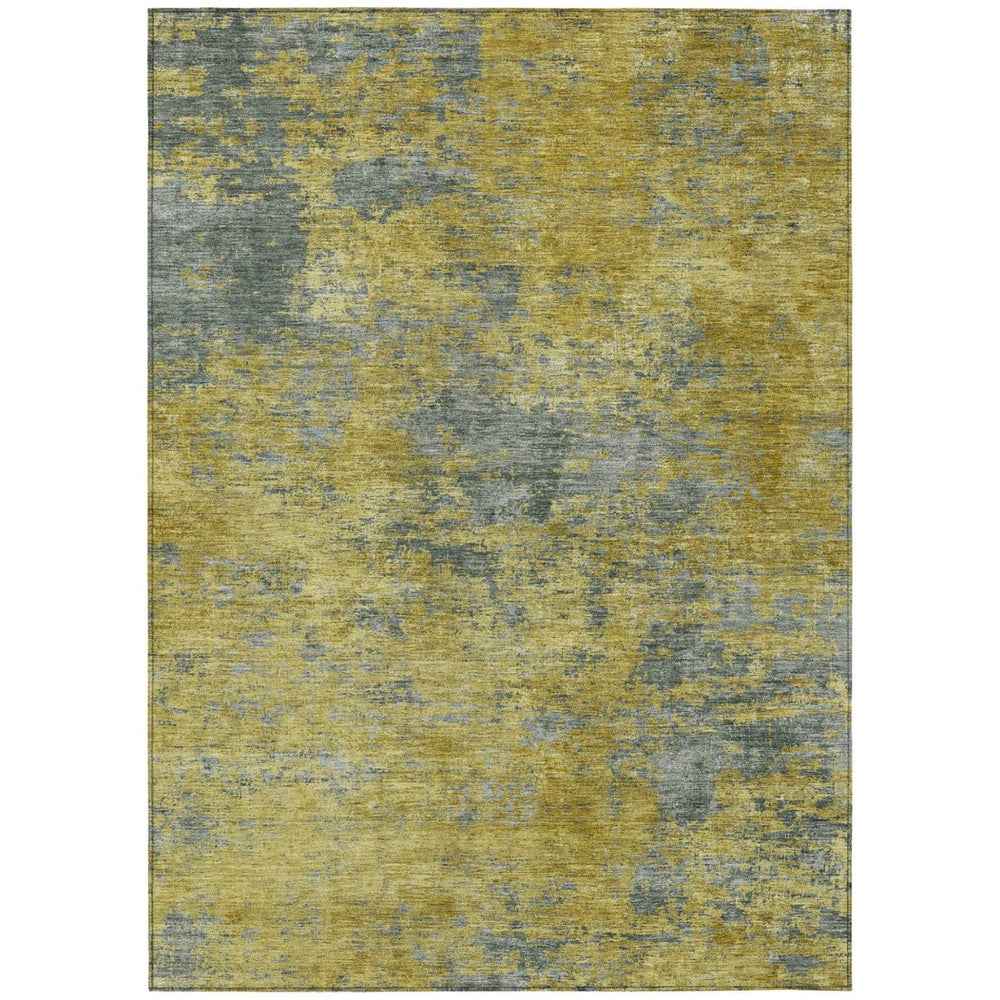 HomeRoots 5' Abstract Gold Green and Gray Washable Area Rug for Indoor Outdoor Use - Durable and Stylish Comfort 10' X 14' 603592