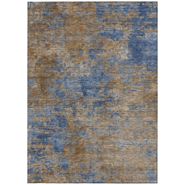 Homeroots 3' Copper And Green Abstract Washable Area Rug For Indoor And Outdoor Spaces, Durable Design 3' X 5' Polyester 603593