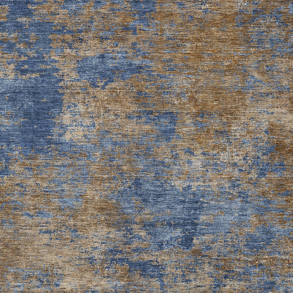 Homeroots 3' Copper And Green Abstract Washable Area Rug For Indoor And Outdoor Spaces, Durable Design 5' X 8' Polyester 603594