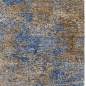 Homeroots 3' Copper And Green Abstract Washable Area Rug For Indoor And Outdoor Spaces, Durable Design 9' X 12' Polyester 603597