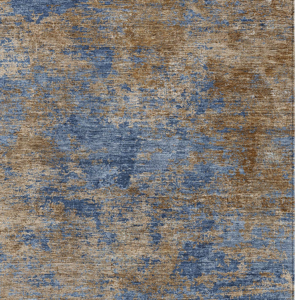 Homeroots 3' Copper And Green Abstract Washable Area Rug For Indoor And Outdoor Spaces, Durable Design 9' X 12' Polyester 603597