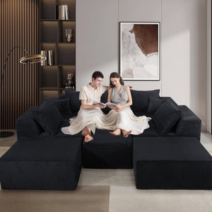 English Elm (Old Sku:W3163S00042) 8-Piece Modular U-Shaped Sectional Sofa With Chaise, Luxury Corduroy, No Assembly! W3163S00047