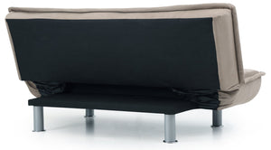 English Elm Lionel Mocha G138-S Sofa Bed with Black Faux Leather, Metal Legs, Throw Pillows, Convertible Sleeper B078P301555