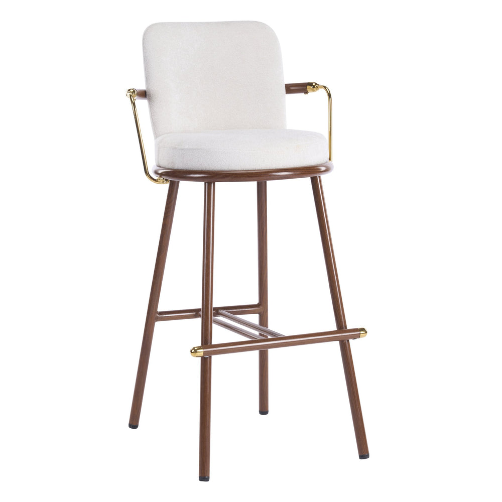 English Elm Christopher Knight Home® - Chaya Upholstered Bar Stool Set of 2 — Walnut Metal Frame, Beige Padded Seats, Gold Armrest Luxury Finish N775P340830B