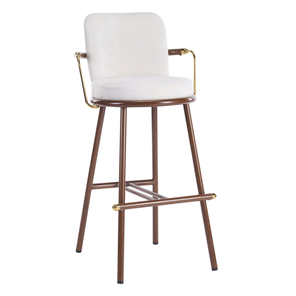English Elm Christopher Knight Home® - Chaya Upholstered Bar Stool Set of 2 — Walnut Metal Frame, Beige Padded Seats, Gold Armrest Luxury Finish N775P340830B
