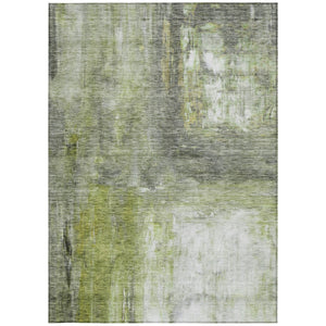 Homeroots 3' Abstract Artichoke Green And Ivory Indoor Outdoor Area Rug – Durable, Washable, Stylish Design 5' X 8' Polyester 603606