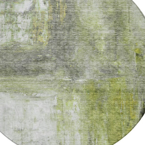 Homeroots 3' Abstract Artichoke Green And Ivory Indoor Outdoor Area Rug – Durable, Washable, Stylish Design 8' Round Polyester 603607