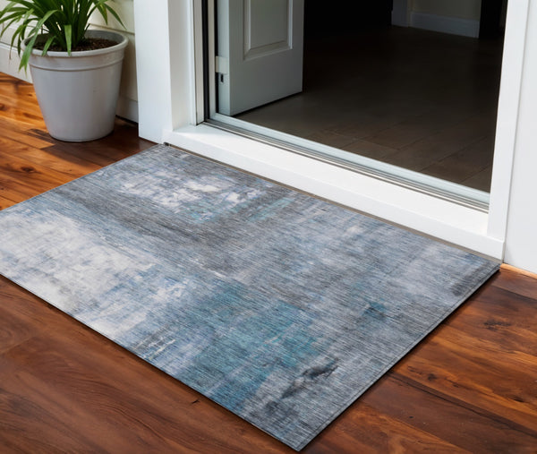 Homeroots 3' Abstract Artichoke Green And Ivory Indoor Outdoor Area Rug – Durable, Washable, Stylish Design 3' X 5' Polyester 603611