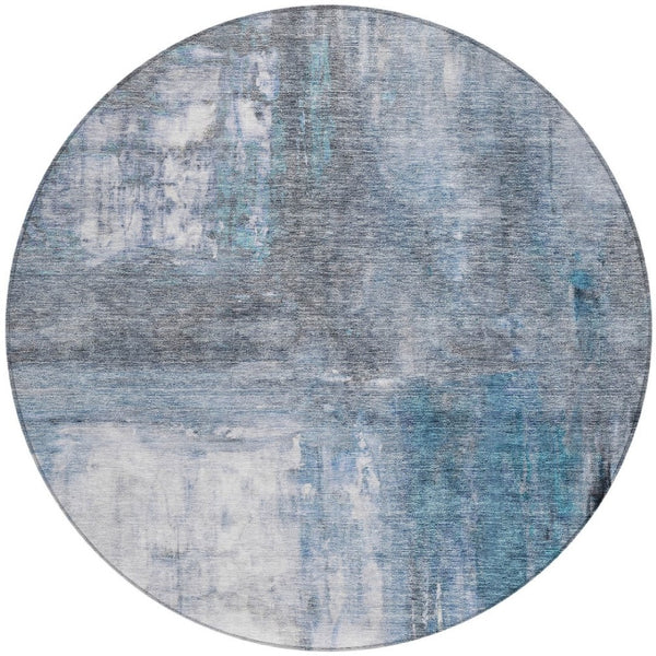 Homeroots 3' Abstract Artichoke Green And Ivory Indoor Outdoor Area Rug – Durable, Washable, Stylish Design 8' Round Polyester 603613