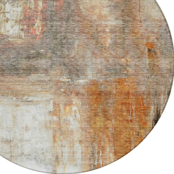 Homeroots 3' Abstract Artichoke Green And Ivory Indoor Outdoor Area Rug – Durable, Washable, Stylish Design 8' Round Polyester 603619