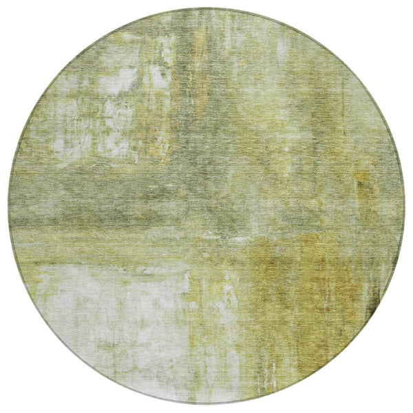 HomeRoots 5' Stylish Sage Ivory and Brown Abstract Indoor Outdoor Area Rug - Durable, Washable, Versatile Design 8' Round 603625