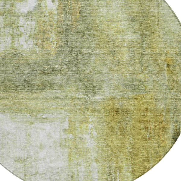 Homeroots 3' Abstract Artichoke Green And Ivory Indoor Outdoor Area Rug – Durable, Washable, Stylish Design 8' Round Polyester 603625