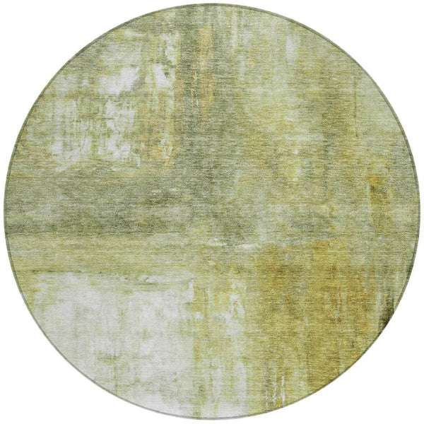 Homeroots 3' Abstract Artichoke Green And Ivory Indoor Outdoor Area Rug – Durable, Washable, Stylish Design 8' Round Polyester 603625