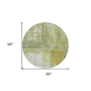 Homeroots 3' Abstract Artichoke Green And Ivory Indoor Outdoor Area Rug – Durable, Washable, Stylish Design 8' Round Polyester 603625