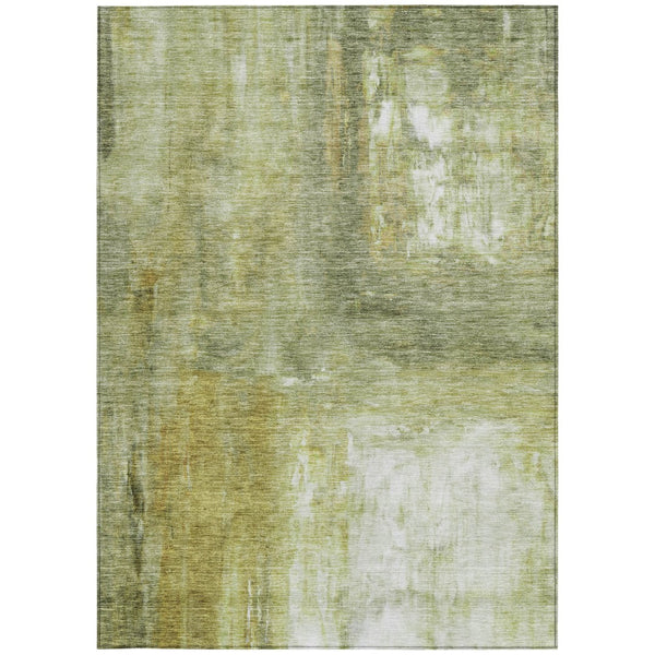 Homeroots 3' Abstract Artichoke Green And Ivory Indoor Outdoor Area Rug – Durable, Washable, Stylish Design 10' X 14' Polyester 603628