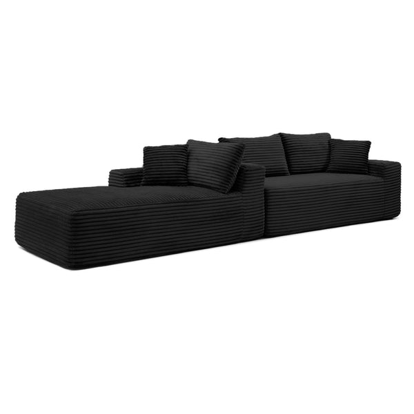 English Elm 105'' Modular Cloud Sectional Corduroy Couch Deep Seat L-shape for Living Room W1117S00337