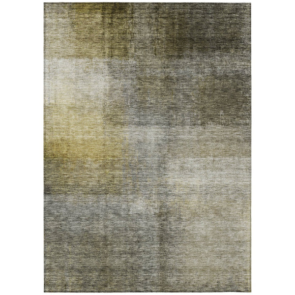 Homeroots 3' Blue Gold And Green Abstract Washable Area Rug - Perfect For Indoor And Outdoor Spaces, Durable Design 3' X 5' Polyester 603635