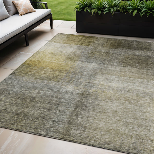 Homeroots 3' Blue Gold And Green Abstract Washable Area Rug - Perfect For Indoor And Outdoor Spaces, Durable Design 5' X 8' Polyester 603636