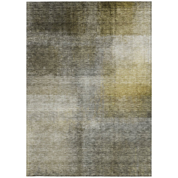 Homeroots 3' Blue Gold And Green Abstract Washable Area Rug - Perfect For Indoor And Outdoor Spaces, Durable Design 5' X 8' Polyester 603636