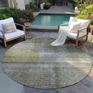 Homeroots 3' Blue Gold And Green Abstract Washable Area Rug - Perfect For Indoor And Outdoor Spaces, Durable Design 8' Round Polyester 603637