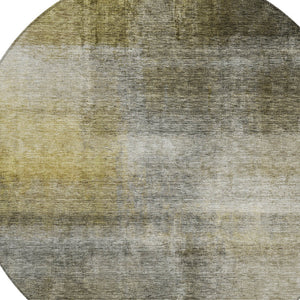 Homeroots 3' Blue Gold And Green Abstract Washable Area Rug - Perfect For Indoor And Outdoor Spaces, Durable Design 8' Round Polyester 603637