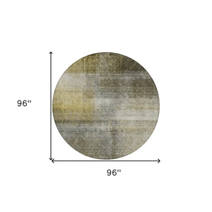 Homeroots 3' Blue Gold And Green Abstract Washable Area Rug - Perfect For Indoor And Outdoor Spaces, Durable Design 8' Round Polyester 603637