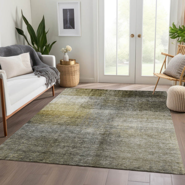Homeroots 3' Blue Gold And Green Abstract Washable Area Rug - Perfect For Indoor And Outdoor Spaces, Durable Design 8' X 10' Polyester 603638