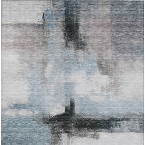 Homeroots 3' Blue Gray And Black Abstract Washable Area Rug For Indoor Outdoor Use – Durable And Stylish Design 3' X 5' Polyester 603641