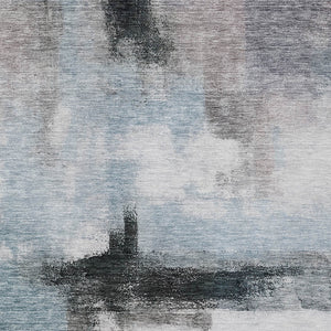 Homeroots 3' Blue Gray And Black Abstract Washable Area Rug For Indoor Outdoor Use – Durable And Stylish Design 3' X 5' Polyester 603641