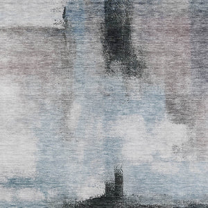 Homeroots 3' Blue Gray And Black Abstract Washable Area Rug For Indoor Outdoor Use – Durable And Stylish Design 5' X 8' Polyester 603642