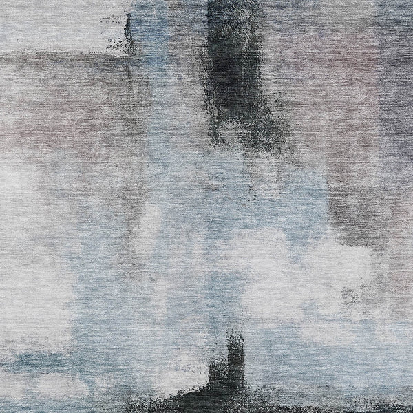 Homeroots 3' Blue Gray And Black Abstract Washable Area Rug For Indoor Outdoor Use – Durable And Stylish Design 5' X 8' Polyester 603642