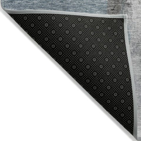 Homeroots 3' Blue Gray And Black Abstract Washable Area Rug For Indoor Outdoor Use – Durable And Stylish Design 8' Round Polyester 603643