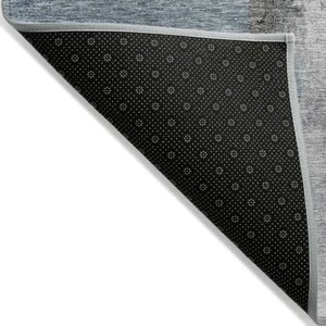 Homeroots 3' Blue Gray And Black Abstract Washable Area Rug For Indoor Outdoor Use – Durable And Stylish Design 10' X 14' Polyester 603646