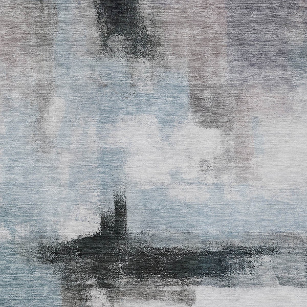 Homeroots 3' Blue Gray And Black Abstract Washable Area Rug For Indoor Outdoor Use – Durable And Stylish Design 10' X 14' Polyester 603646