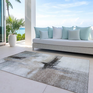 Homeroots 3' Blue Gray And Black Abstract Washable Area Rug For Indoor Outdoor Use – Durable And Stylish Design 3' X 5' Polyester 603647