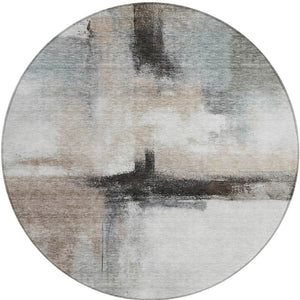 Homeroots 3' Blue Gray And Black Abstract Washable Area Rug For Indoor Outdoor Use – Durable And Stylish Design 8' Round Polyester 603649