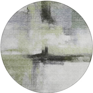 Homeroots 3' Blue Gray And Black Abstract Washable Area Rug For Indoor Outdoor Use – Durable And Stylish Design 8' Round Polyester 603655