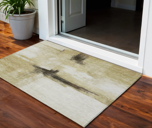 Homeroots 3' Blue Gray And Black Abstract Washable Area Rug For Indoor Outdoor Use – Durable And Stylish Design 3' X 5' Polyester 603659