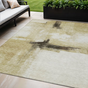 Homeroots 3' Blue Gray And Black Abstract Washable Area Rug For Indoor Outdoor Use – Durable And Stylish Design 5' X 8' Polyester 603660