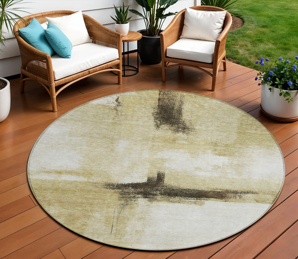 Homeroots 3' Blue Gray And Black Abstract Washable Area Rug For Indoor Outdoor Use – Durable And Stylish Design 8' Round Polyester 603661