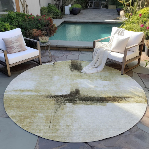 Homeroots 3' Blue Gray And Black Abstract Washable Area Rug For Indoor Outdoor Use – Durable And Stylish Design 8' Round Polyester 603661