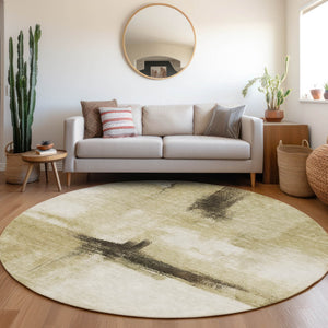 Homeroots 3' Blue Gray And Black Abstract Washable Area Rug For Indoor Outdoor Use – Durable And Stylish Design 8' Round Polyester 603661