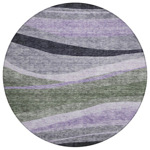 HomeRoots 5' Abstract Artichoke Green and Black Area Rug - Stylish, Washable, Durable for Indoor & Outdoor Use 8' Round 603667