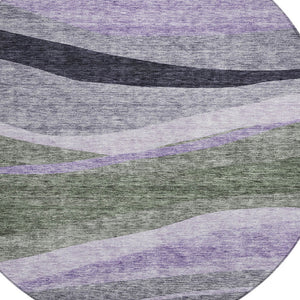 Homeroots 3' Abstract Artichoke Green And Black Area Rug - Washable, Durable, Stylish For Indoor Or Outdoor Use 8' Round Polyester 603667