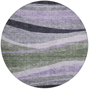 Homeroots 3' Abstract Artichoke Green And Black Area Rug - Washable, Durable, Stylish For Indoor Or Outdoor Use 8' Round Polyester 603667