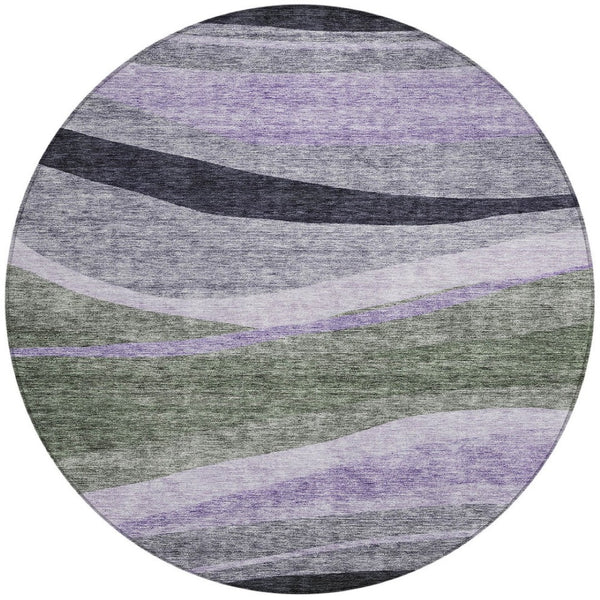 Homeroots 3' Abstract Artichoke Green And Black Area Rug - Washable, Durable, Stylish For Indoor Or Outdoor Use 8' Round Polyester 603667