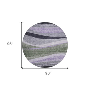 Homeroots 3' Abstract Artichoke Green And Black Area Rug - Washable, Durable, Stylish For Indoor Or Outdoor Use 8' Round Polyester 603667