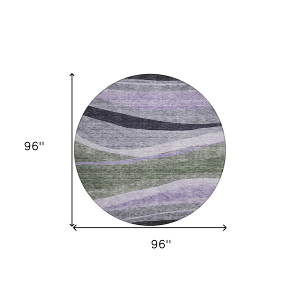 Homeroots 3' Abstract Artichoke Green And Black Area Rug - Washable, Durable, Stylish For Indoor Or Outdoor Use 8' Round Polyester 603667